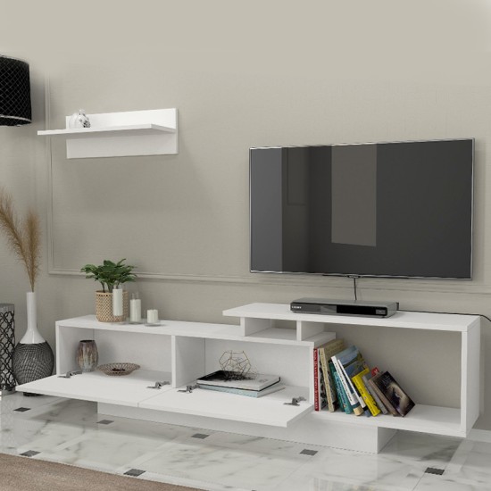 Έπιπλο τηλεόρασης Novara Megapap χρώμα λευκό 180x29,6x45εκ.