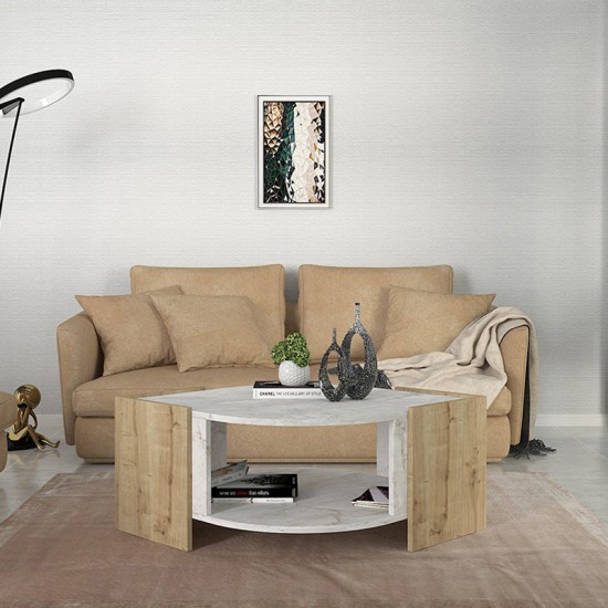 Τραπεζάκι σαλονιού Marbel Megapap χρώμα sapphire oak - λευκό εφέ μαρμάρου 75x75x40εκ. Τραπεζάκι σαλονιού Marbel Megapap χρώμα sapphire oak - λευκό εφέ μαρμάρου 75x75x40εκ.