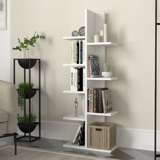 Βιβλιοθήκη Tree Megapap χρώμα λευκό 45x21,4x121,8εκ. Βιβλιοθήκη Tree Megapap χρώμα λευκό 45x21,4x121,8εκ.