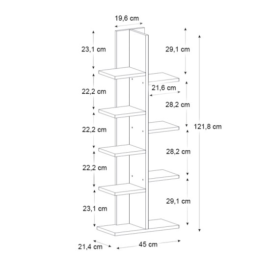 Βιβλιοθήκη Tree Megapap χρώμα λευκό 45x21,4x121,8εκ. Βιβλιοθήκη Tree Megapap χρώμα λευκό 45x21,4x121,8εκ.