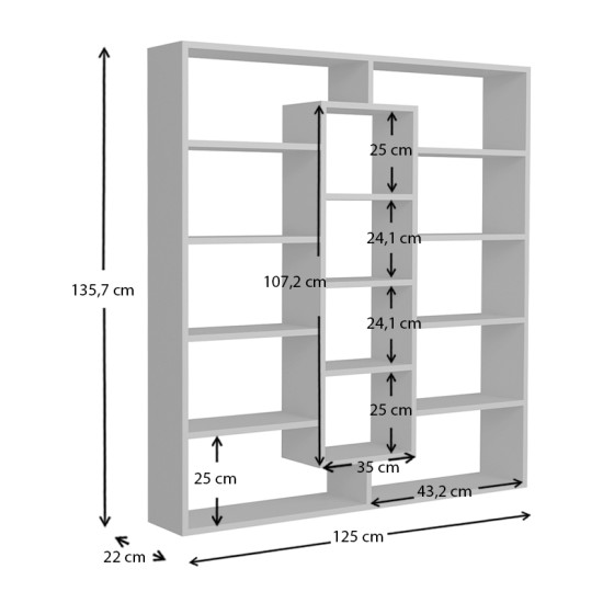 Βιβλιοθήκη Ample Megapap χρώμα λευκό 125x22x135,7εκ. Βιβλιοθήκη Ample Megapap χρώμα λευκό 125x22x135,7εκ.