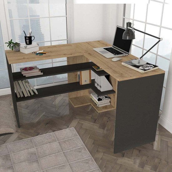 Γραφείο εργασίας Stylo Megapap χρώμα sapphire oak - ανθρακί 120x120x73,8εκ. Γραφείο εργασίας Stylo Megapap χρώμα sapphire oak - ανθρακί 120x120x73,8εκ.