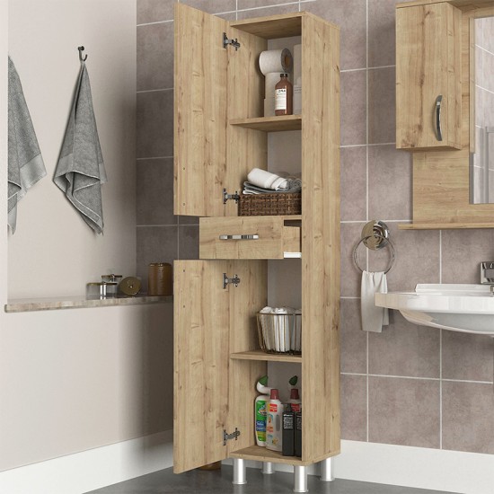 Ντουλάπι κουζίνας - μπάνιου Selina Megapap χρώμα sapphire oak 35x31x179εκ. Ντουλάπι κουζίνας - μπάνιου Selina Megapap χρώμα sapphire oak 35x31x179εκ.