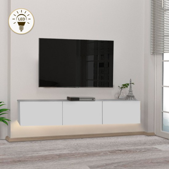Έπιπλο τηλεόρασης επιτοίχιο Damla Megapap με LED χρώμα λευκό 180x29,5x29,5εκ. Έπιπλο τηλεόρασης επιτοίχιο Damla Megapap με LED χρώμα λευκό 180x29,5x29,5εκ.