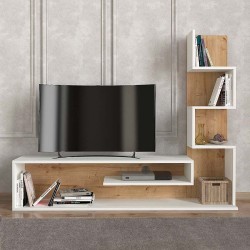 Έπιπλο τηλεόρασης Metehan Megapap χρώμα λευκό - sapphire oak 149,5x29,5x120εκ. Έπιπλο τηλεόρασης Metehan Megapap χρώμα λευκό - sapphire oak 149,5x29,5x120εκ.