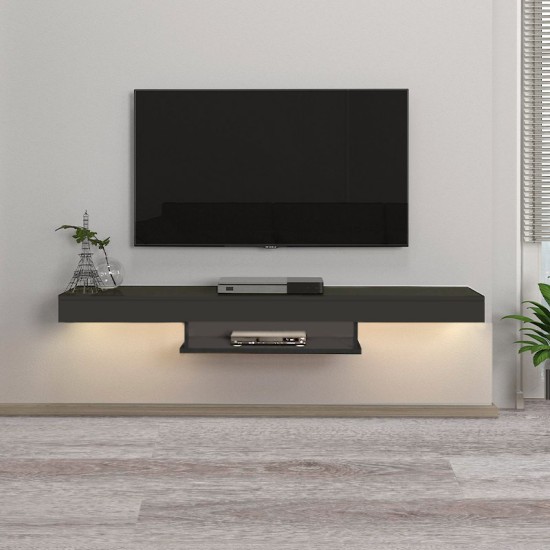 Έπιπλο τηλεόρασης επιτοίχιο Albares Megapap με LED χρώμα ανθρακί 150x29,6x22εκ. Έπιπλο τηλεόρασης επιτοίχιο Albares Megapap με LED χρώμα ανθρακί 150x29,6x22εκ.