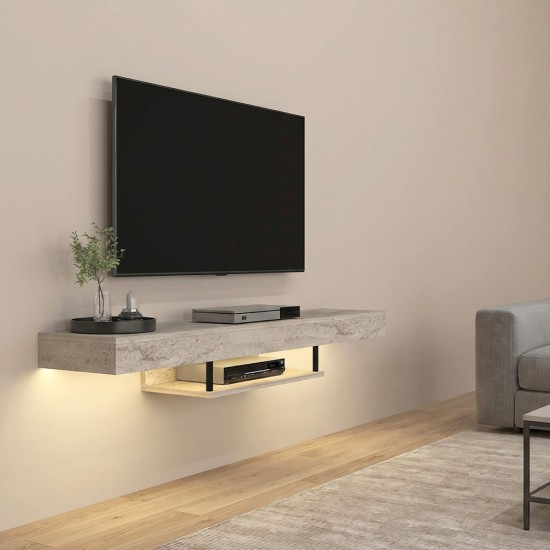 Έπιπλο τηλεόρασης επιτοίχιο Albares Megapap με LED χρώμα travertine 150x29,6x22εκ. Έπιπλο τηλεόρασης επιτοίχιο Albares Megapap με LED χρώμα travertine 150x29,6x22εκ.