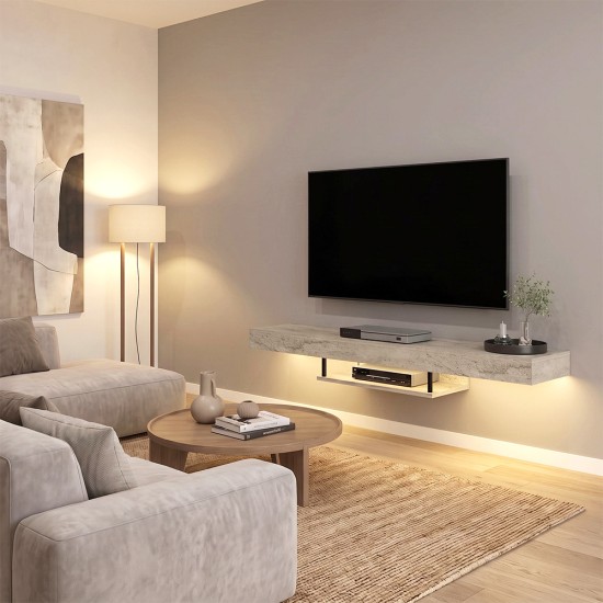 Έπιπλο τηλεόρασης επιτοίχιο Albares Megapap με LED χρώμα travertine 150x29,6x22εκ. Έπιπλο τηλεόρασης επιτοίχιο Albares Megapap με LED χρώμα travertine 150x29,6x22εκ.