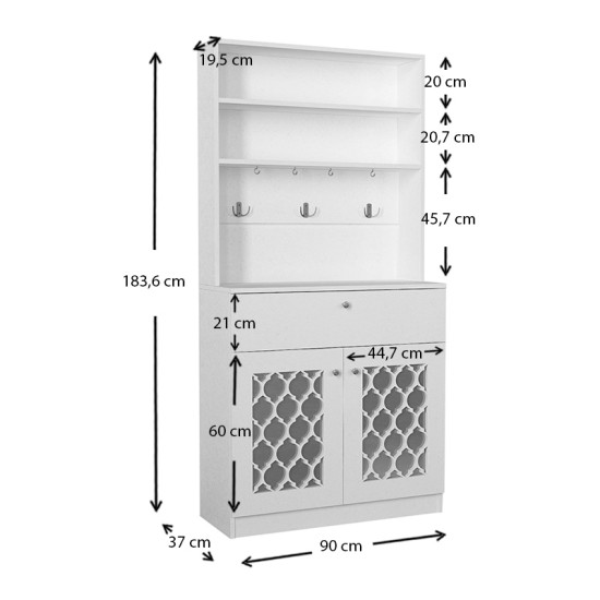 Έπιπλο κουζίνας Axel Megapap χρώμα λευκό 90x37x183,6εκ.