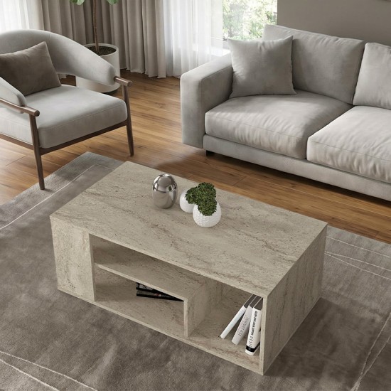 Τραπεζάκι σαλονιού Abdera Megapap χρώμα travertine 110x60x42εκ. Τραπεζάκι σαλονιού Abdera Megapap χρώμα travertine 110x60x42εκ.