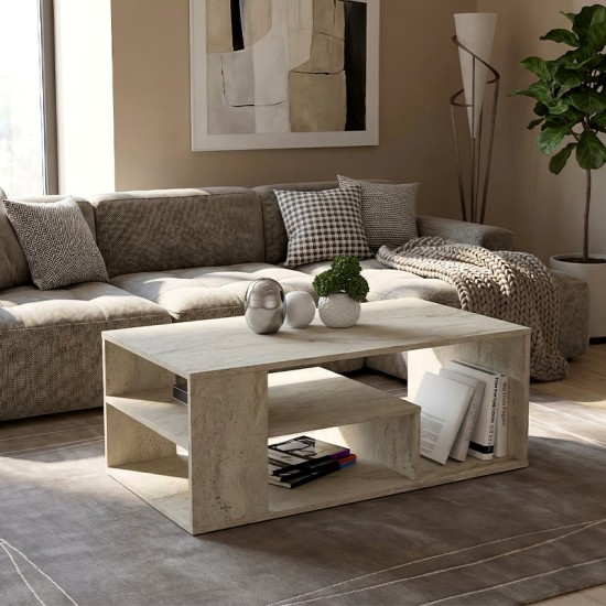 Τραπεζάκι σαλονιού Abdera Megapap χρώμα travertine 110x60x42εκ. Τραπεζάκι σαλονιού Abdera Megapap χρώμα travertine 110x60x42εκ.