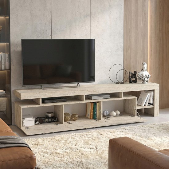 Έπιπλο τηλεόρασης Acnes Megapap χρώμα travertine 220x40x52εκ. Έπιπλο τηλεόρασης Acnes Megapap χρώμα travertine 220x40x52εκ.