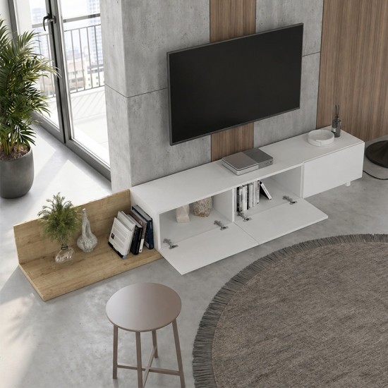 Έπιπλο τηλεόρασης Enstey Megapap επεκτεινόμενο χρώμα sapphire oak - λευκό 260x41,8x33,5εκ. Έπιπλο τηλεόρασης Enstey Megapap επεκτεινόμενο χρώμα sapphire oak - λευκό 260x41,8x33,5εκ.