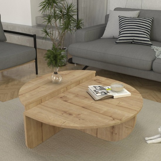Τραπεζάκι σαλονιού Nilvia Megapap χρώμα sapphire oak Ø85x35εκ. Τραπεζάκι σαλονιού Nilvia Megapap χρώμα sapphire oak Ø85x35εκ.