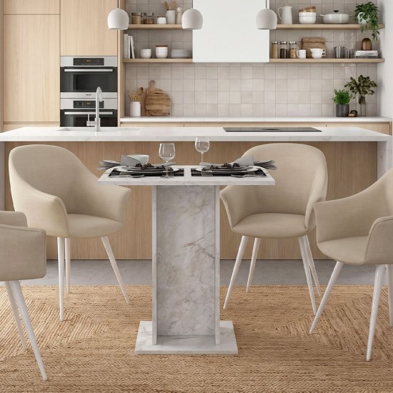 Τραπέζι Allos Megapap χρώμα λευκό εφέ μαρμάρου 75x75x77εκ. Τραπέζι Allos Megapap χρώμα λευκό εφέ μαρμάρου 75x75x77εκ.