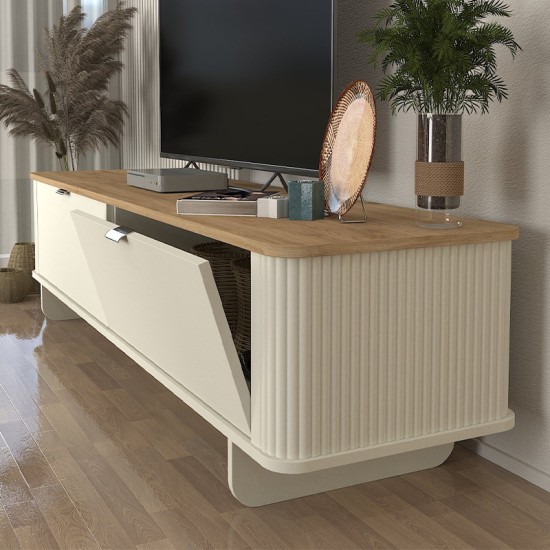 Έπιπλο τηλεόρασης Bohema Megapap χρώμα ivory - sepet oak 180x47x45,6εκ. Έπιπλο τηλεόρασης Bohema Megapap χρώμα ivory - sepet oak 180x47x45,6εκ.