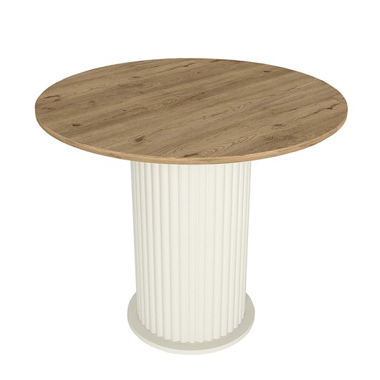 Τραπέζι Bohema Megapap χρώμα ivory - sepet oak Ø90x77,7εκ. Τραπέζι Bohema Megapap χρώμα ivory - sepet oak Ø90x77,7εκ.