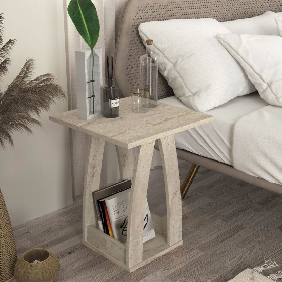 Τραπεζάκι βοηθητικό - Κομοδίνο Deros Megapap χρώμα travertine 45x45x56εκ. Τραπεζάκι βοηθητικό - Κομοδίνο Deros Megapap χρώμα travertine 45x45x56εκ.