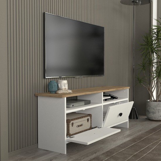 Έπιπλο τηλεόρασης Gradias Megapap χρώμα λευκό - sapphire oak 120x29,6x46,8εκ. Έπιπλο τηλεόρασης Gradias Megapap χρώμα λευκό - sapphire oak 120x29,6x46,8εκ.