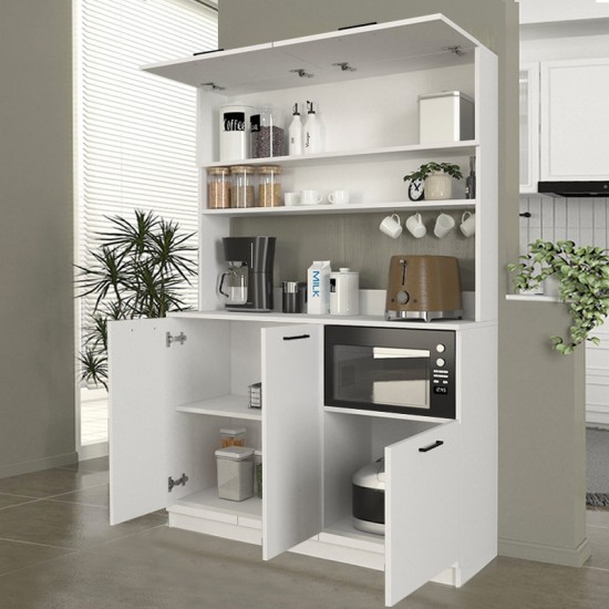 Έπιπλο κουζίνας Tuco 3 Megapap χρώμα λευκό 123,8x40x180εκ. Έπιπλο κουζίνας Tuco 3 Megapap χρώμα λευκό 123,8x40x180εκ.
