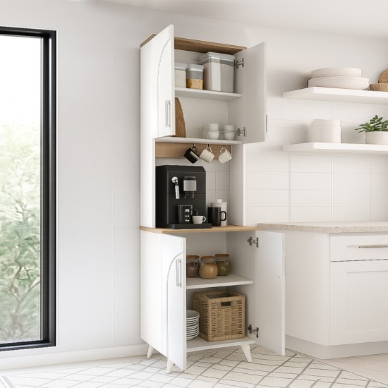Έπιπλο κουζίνας Kalira 2 Megapap χρώμα λευκό - rota oak 60x40x196εκ. Έπιπλο κουζίνας Kalira 2 Megapap χρώμα λευκό - rota oak 60x40x196εκ.
