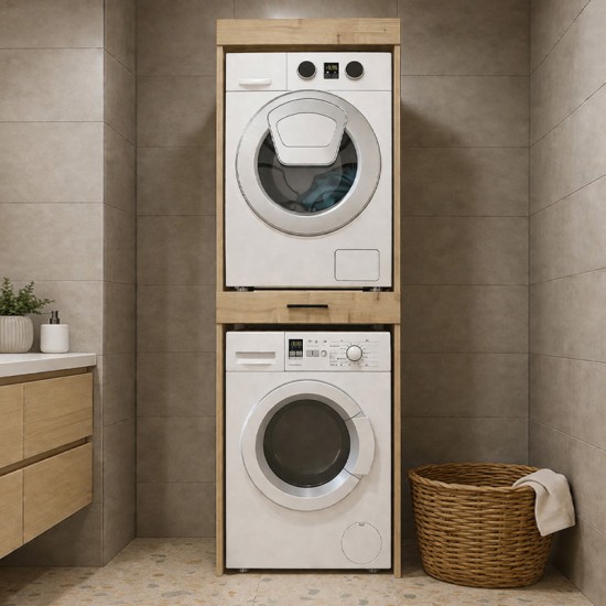 Έπιπλο πλυντηρίου - στεγνωτηρίου Fika Megapap χρώμα sapphire oak 67x61,8x198,5εκ. Έπιπλο πλυντηρίου - στεγνωτηρίου Fika Megapap χρώμα sapphire oak 67x61,8x198,5εκ.