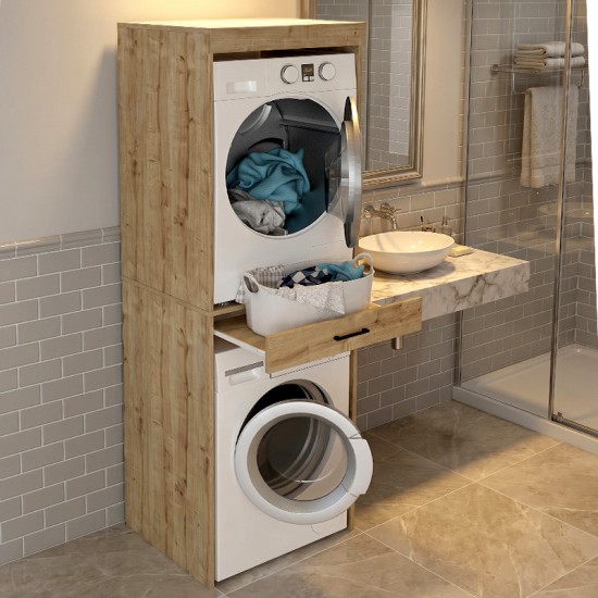 Έπιπλο πλυντηρίου - στεγνωτηρίου Fika Megapap χρώμα sapphire oak 67x61,8x198,5εκ. Έπιπλο πλυντηρίου - στεγνωτηρίου Fika Megapap χρώμα sapphire oak 67x61,8x198,5εκ.