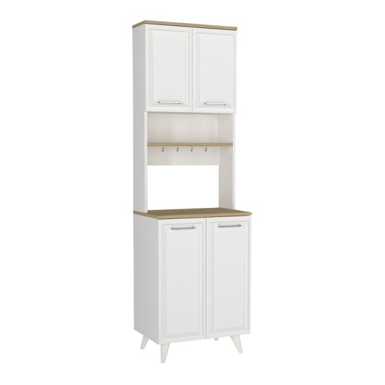 Έπιπλο κουζίνας Potter 2 Megapap χρώμα λευκό - rota oak 60x40x196,1εκ.
