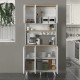 Έπιπλο κουζίνας Potter 3 Megapap χρώμα λευκό - rota oak 90x40x196,1εκ.