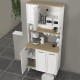 Έπιπλο κουζίνας Potter 3 Megapap χρώμα λευκό - rota oak 90x40x196,1εκ.