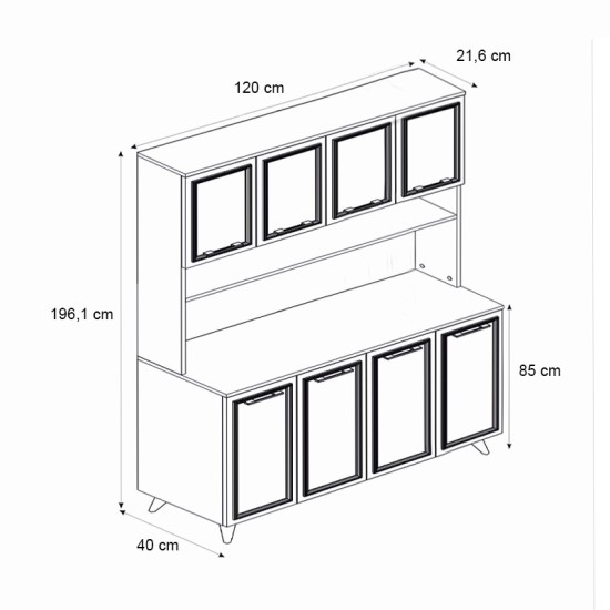 Έπιπλο κουζίνας Potter 4 Megapap χρώμα λευκό - rota oak 120x40x196,1εκ. Έπιπλο κουζίνας Potter 4 Megapap χρώμα λευκό - rota oak 120x40x196,1εκ.