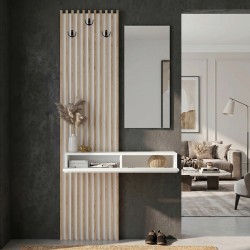 Έπιπλο εισόδου Elois Megapap χρώμα λευκό - sepet oak 96,6x26,8x195,5εκ.