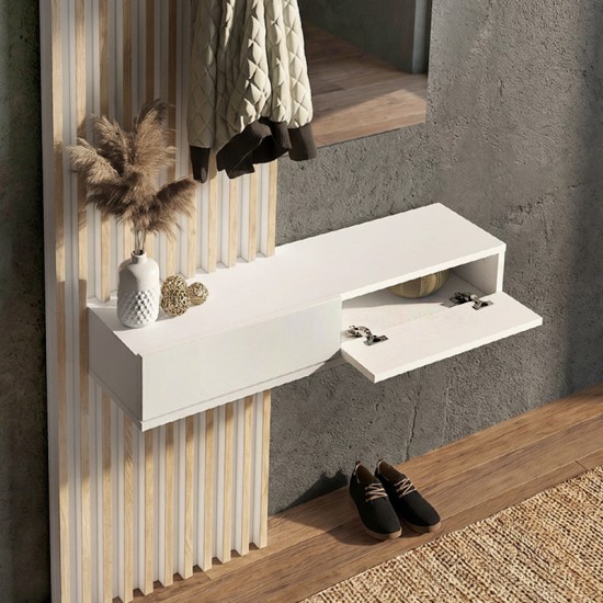 Έπιπλο εισόδου Elois Megapap χρώμα λευκό - sepet oak 96,6x26,8x195,5εκ. Έπιπλο εισόδου Elois Megapap χρώμα λευκό - sepet oak 96,6x26,8x195,5εκ.