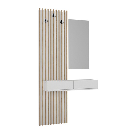 Έπιπλο εισόδου Elois Megapap χρώμα λευκό - sepet oak 96,6x26,8x195,5εκ. Έπιπλο εισόδου Elois Megapap χρώμα λευκό - sepet oak 96,6x26,8x195,5εκ.