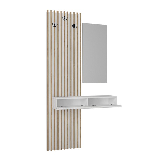 Έπιπλο εισόδου Elois Megapap χρώμα λευκό - sepet oak 96,6x26,8x195,5εκ. Έπιπλο εισόδου Elois Megapap χρώμα λευκό - sepet oak 96,6x26,8x195,5εκ.
