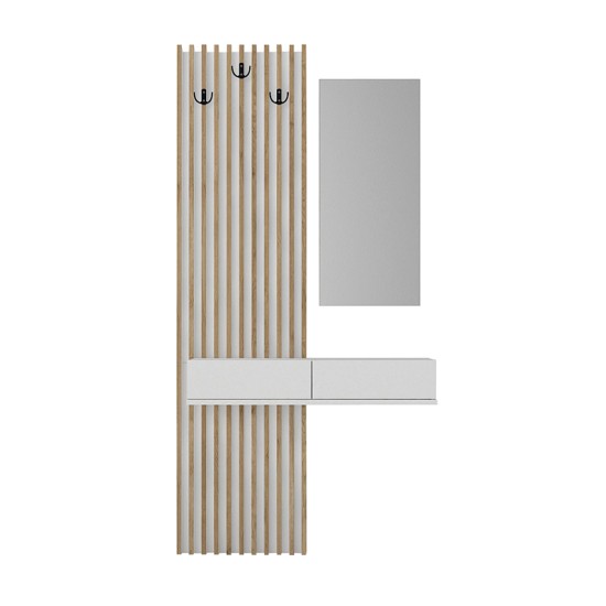 Έπιπλο εισόδου Elois Megapap χρώμα λευκό - sepet oak 96,6x26,8x195,5εκ. Έπιπλο εισόδου Elois Megapap χρώμα λευκό - sepet oak 96,6x26,8x195,5εκ.