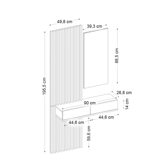 Έπιπλο εισόδου Elois Megapap χρώμα λευκό - sepet oak 96,6x26,8x195,5εκ. Έπιπλο εισόδου Elois Megapap χρώμα λευκό - sepet oak 96,6x26,8x195,5εκ.