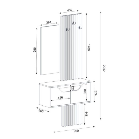 Έπιπλο εισόδου Naro Megapap χρώμα λευκό - sepet oak 90x35x204,2εκ. Έπιπλο εισόδου Naro Megapap χρώμα λευκό - sepet oak 90x35x204,2εκ.
