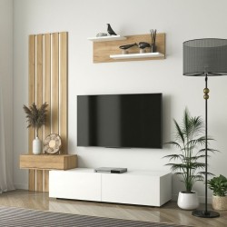 Σύνθεση τηλεόρασης Rosaline Megapap χρώμα λευκό - sepet oak 183x31,3x196,9εκ. Σύνθεση τηλεόρασης Rosaline Megapap χρώμα λευκό - sepet oak 183x31,3x196,9εκ.