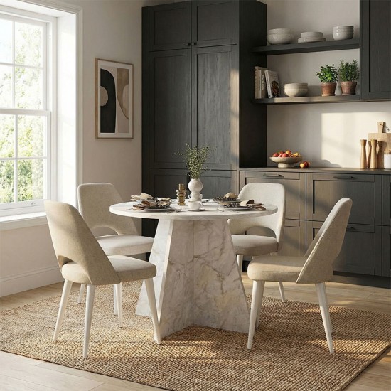 Τραπέζι Tailor Megapap χρώμα λευκό εφέ μαρμάρου Ø100x75,7εκ. Τραπέζι Tailor Megapap χρώμα λευκό εφέ μαρμάρου Ø100x75,7εκ.