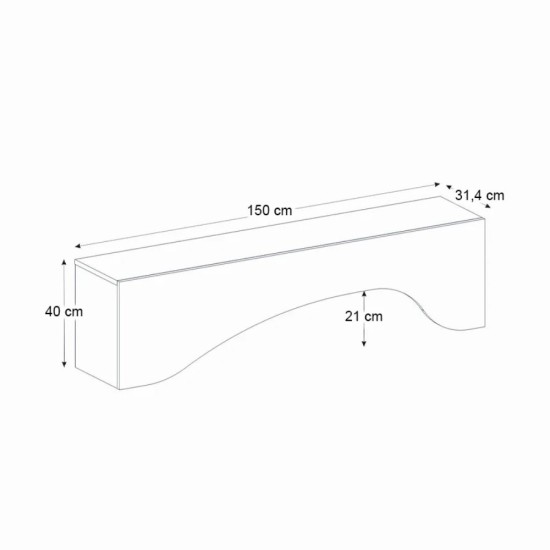 Έπιπλο τηλεόρασης Mara Megapap με LED χρώμα sandstone 150x31,4x40εκ.