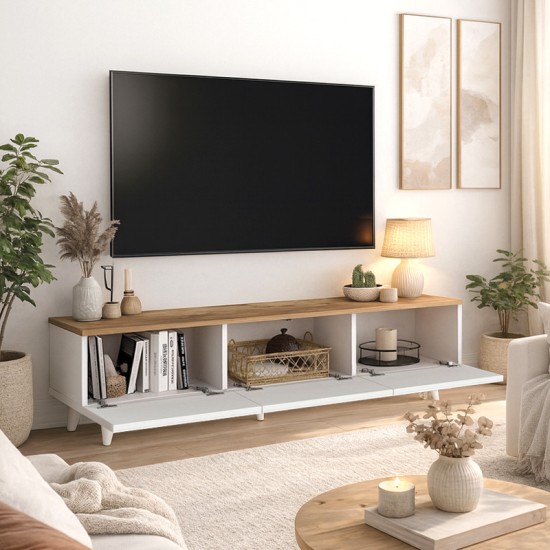 Έπιπλο τηλεόρασης Bono Megapap χρώμα λευκό - sepet oak 150x32,3x42,1εκ. Έπιπλο τηλεόρασης Bono Megapap χρώμα λευκό - sepet oak 150x32,3x42,1εκ.