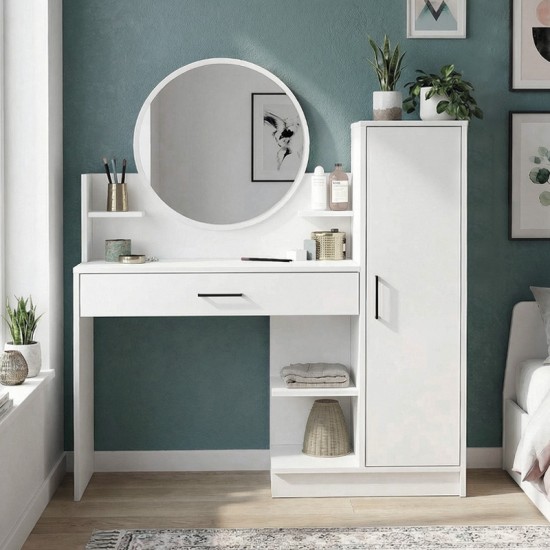 Τουαλέτα με καθρέπτη Andera Megapap χρώμα λευκό 123,9x35x144,4εκ. Τουαλέτα με καθρέπτη Andera Megapap χρώμα λευκό 123,9x35x144,4εκ.