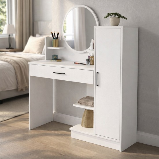 Τουαλέτα με καθρέπτη Andera Megapap χρώμα λευκό 123,9x35x144,4εκ. Τουαλέτα με καθρέπτη Andera Megapap χρώμα λευκό 123,9x35x144,4εκ.