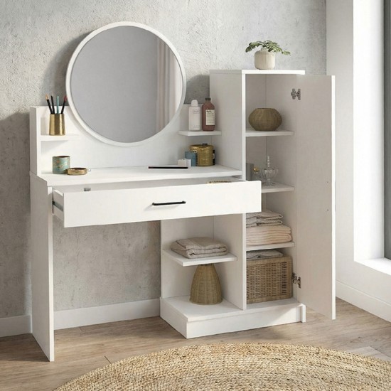 Τουαλέτα με καθρέπτη Andera Megapap χρώμα λευκό 123,9x35x144,4εκ. Τουαλέτα με καθρέπτη Andera Megapap χρώμα λευκό 123,9x35x144,4εκ.