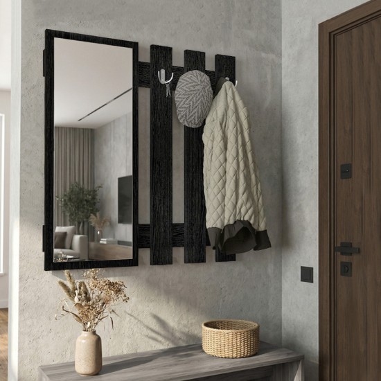 Κρεμάστρα τοίχου με καθρέπτη Folin Megapap χρώμα sencron black 90x4x90εκ. Κρεμάστρα τοίχου με καθρέπτη Folin Megapap χρώμα sencron black 90x4x90εκ.