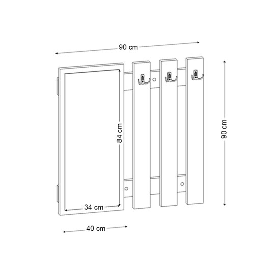 Κρεμάστρα τοίχου με καθρέπτη Folin Megapap χρώμα sencron black 90x4x90εκ. Κρεμάστρα τοίχου με καθρέπτη Folin Megapap χρώμα sencron black 90x4x90εκ.