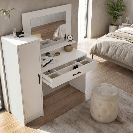 Τουαλέτα με καθρέπτη Kaunos Megapap χρώμα λευκό 123,8x40x148,2εκ. Τουαλέτα με καθρέπτη Kaunos Megapap χρώμα λευκό 123,8x40x148,2εκ.