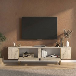 Έπιπλο τηλεόρασης Orontes Megapap χρώμα travertine - χρυσό 180x29,6x50εκ. Έπιπλο τηλεόρασης Orontes Megapap χρώμα travertine - χρυσό 180x29,6x50εκ.