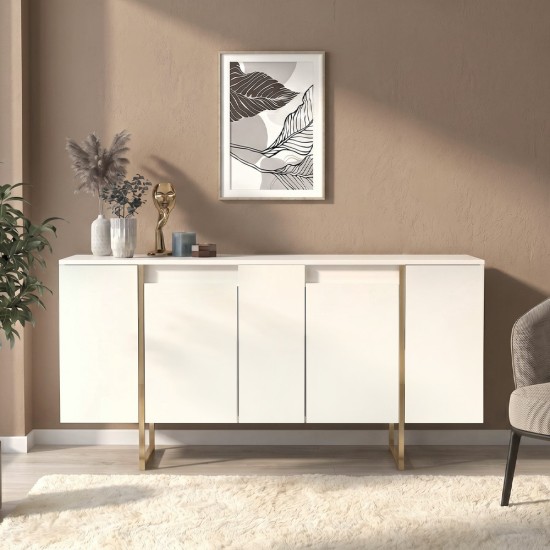 Μπουφές Orontes Megapap χρώμα λευκό - χρυσό 160x35,2x80εκ. Μπουφές Orontes Megapap χρώμα λευκό - χρυσό 160x35,2x80εκ.